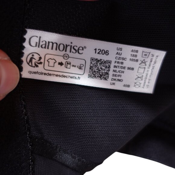 NWOT Glamorise Plus Size Magic Lift Front Closure Racerback Bra Sz 40 B Black - Picture 5 of 5